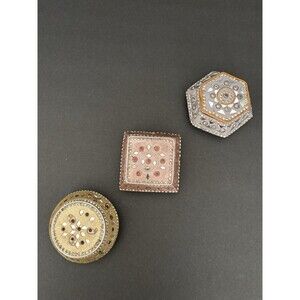 Pier One Set Of 3 Y2K Ceramic Jeweled Rhinestones Keepsake Trinket boxes India